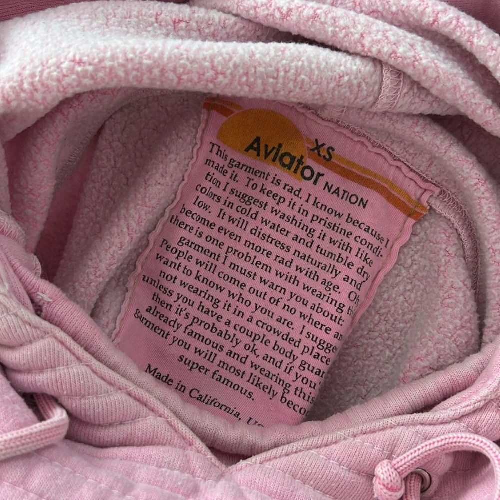 Aviator nation pink hoodie sweatshirt zip pocket - Picture 16 of 16